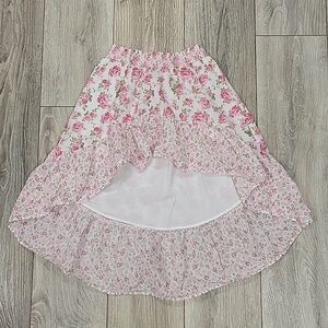 LoveShackFancy x American Girl Size Small 7/8 Pink & White Floral Flutter Skirt